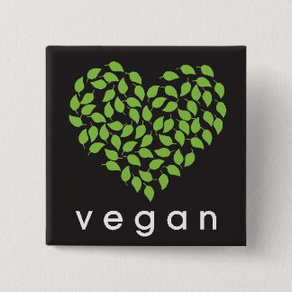 vegan HEART Vierkante Button 5,1 Cm