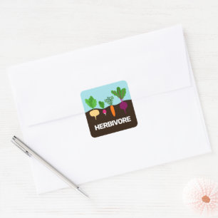 Vegan - herbivore kleurrijke groenten, aangepast vierkante sticker