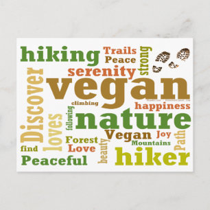 Vegan Hiker Hiking Word Cloud Briefkaart