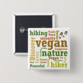 Vegan Hiker Hiking Word Cloud Button (Voorkant /achterkant)