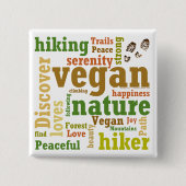 Vegan Hiker Hiking Word Cloud Button (Voorkant)