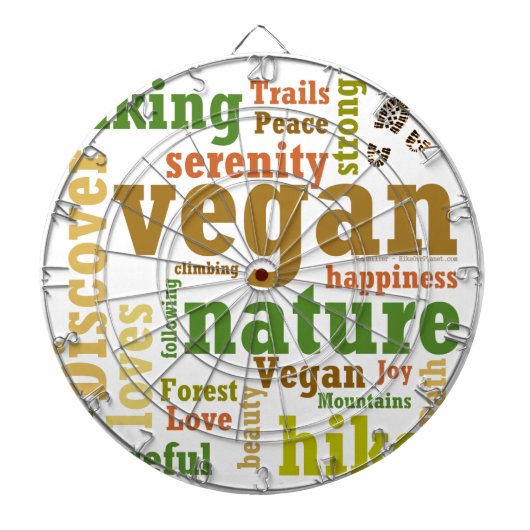Vegan Hiker Hiking Word Cloud Dartbord (Voorkant)