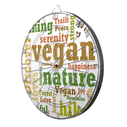 Vegan Hiker Hiking Word Cloud Dartbord (Voorkant Rechts)