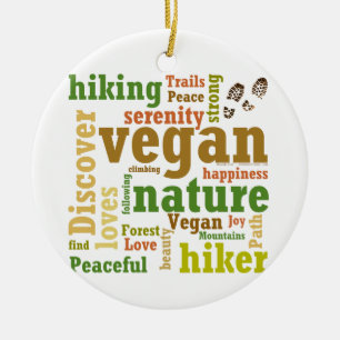 Vegan Hiker Randonnée Word Cloud Ornement 2021