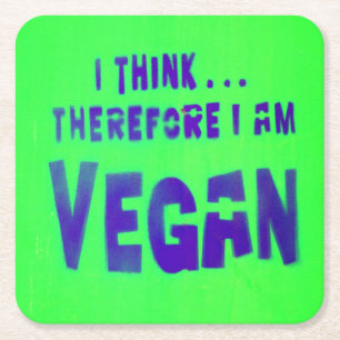 Vegan houdt van dieren eet planten vierkante kartonnen onderzetter