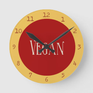 Vegan in een Rode Cirkel Ronde Klok