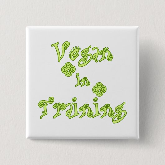 Vegan in opleiding vierkante button 5,1 cm (Voorkant)