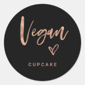 Vegan Item | Modern Casual script en hartslag Ronde Sticker (Voorkant)