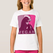 Vegan Kind Roze Pop Art Geïnspireerd Kip Tshirt