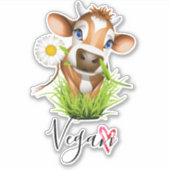 Vegan Koe Dierenvriend Sticker (Voorkant)