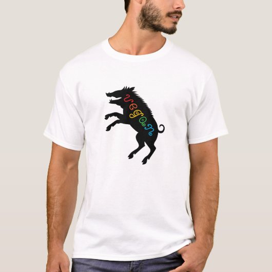 Vegan leaping boar t-shirt (Voorkant)