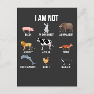 Vegan Life Statement Rescue Animal Rights Veggie Briefkaart