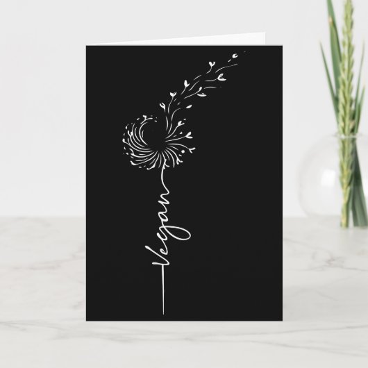 Vegan Lifestyle Dandelion Line Art Vegan Plant Kaart (Voorkant)