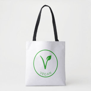 Vegan Logo   Groen veganistisch etiket   veganisti Draagtas