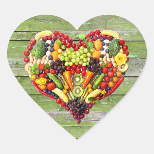 VEGAN LOVE - uw Hart Groen Hout Sticker (Voorkant)