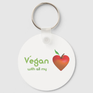 Vegan met al mijn hart (rood appelhart) sleutelhanger