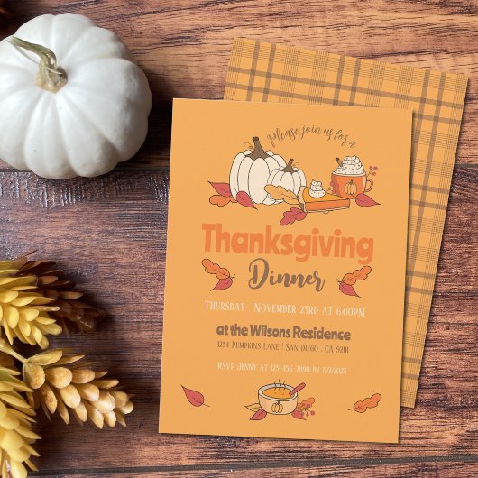 Vegan oker bewerkbare Thanksgiving Uitnodiging
