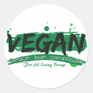 Vegan Peace Love Compassion Ronde Sticker