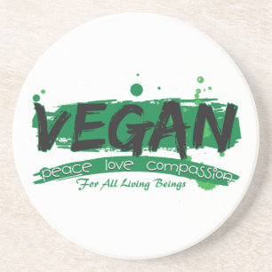Vegan Peace Love Compassion Zandsteen Onderzetter