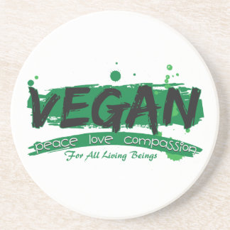 Vegan Peace Love Compassion Zandsteen Onderzetter