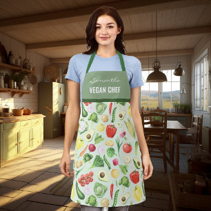 Vegan Plant Chef Kook Waterverf Keuken Schort