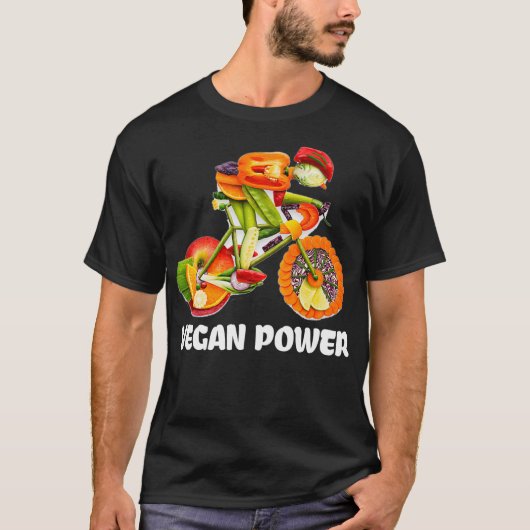 Vegan Power Funny Veggie Racing Cyclist Vegetarian T-shirt (Voorkant)