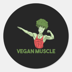 Vegan Power Vegetarian Plant Broccoli Bodybuilding Ronde Sticker