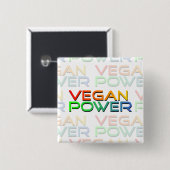 Vegan Power Vierkante Button 5,1 Cm (Voorkant /achterkant)