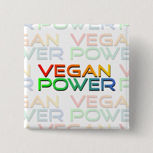 Vegan Power Vierkante Button 5,1 Cm (Voorkant)