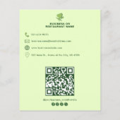 Vegan Restaurant Voedsel Menu Professioneel | QR C (Achterkant)