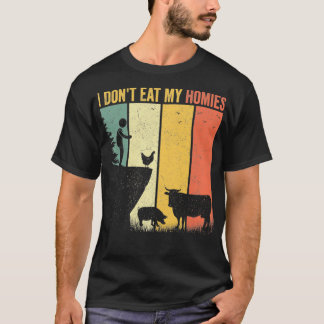 Vegan Retro stijl ik eet mijn homies niet P T-shirt
