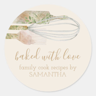 Vegan Rustic Rolling pin whisk Chef Bakery Ronde Sticker