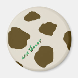 Vegan SAVE THE COW Brown Skin Magneet