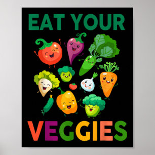 Vegan Shirt Kinder Peuter Boys Eet Je Groenten Veg Poster