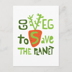 Vegan Slogan Écrit À La Main Avec Carte Postale Ca