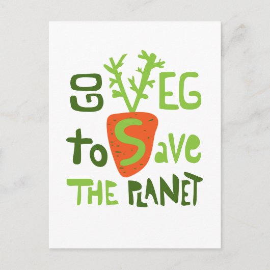 Vegan Slogan Écrit À La Main Avec Carte Postale Ca (Devant)