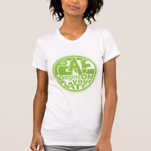 Vegan Slogan Peace begint op uw Bord T-shirt