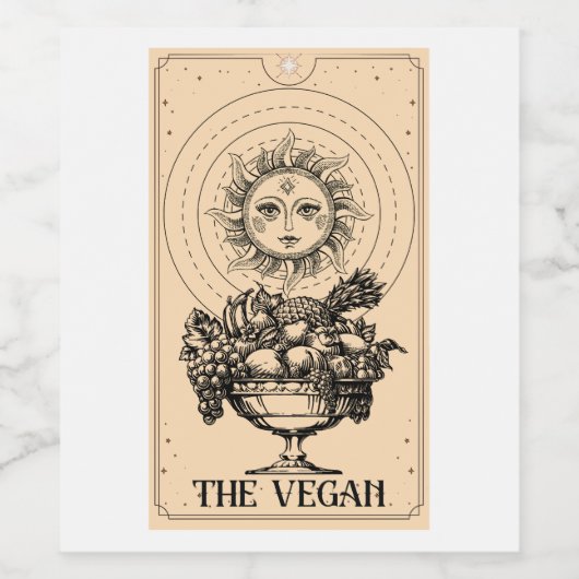 Vegan Tarot Wizard Aesthetische Sublimation Wijn Etiket (Enkel label)