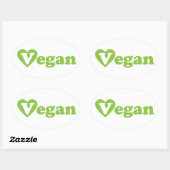 Vegan Text Green Heart Ovale Sticker (Vel)