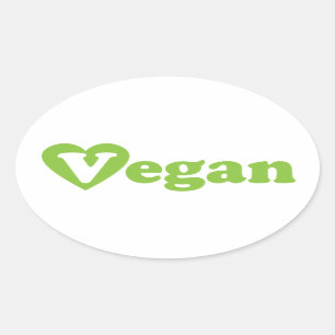 Vegan Text Green Heart Ovale Sticker