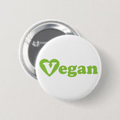 Vegan Text Green Heart Ronde Button 5,7 Cm (Voorkant /achterkant)