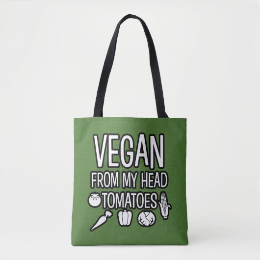 Vegan uit mijn hoofd tomaten grappige canvas tas (Voorkant)