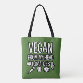 Vegan uit mijn hoofd tomaten grappige canvas tas (Achterkant)