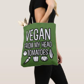 Vegan uit mijn hoofd tomaten grappige canvas tas (Dichtbij)