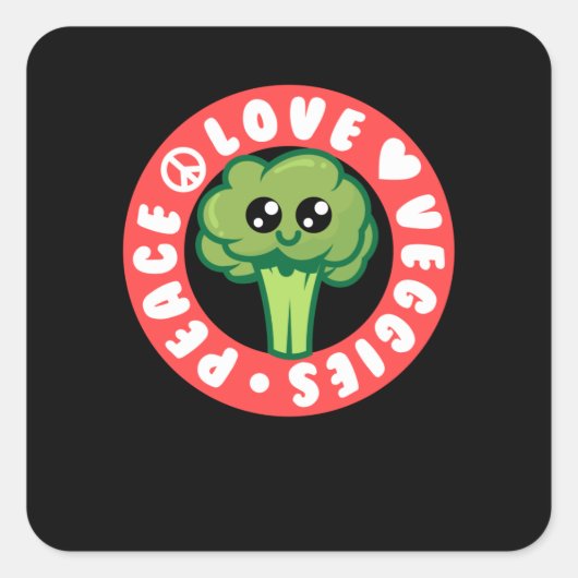 Vegan Vegetables Broccoli Vierkante Sticker (Voorkant)