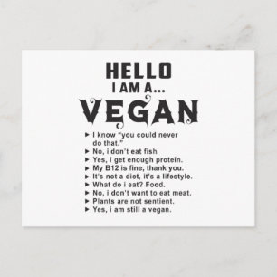 Vegan Vegetarian Vegetables Veganism Funny Gift Briefkaart