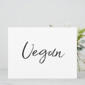 "Vegan"-voedselbord | Stijlvol handschrift (Staand voorkant)