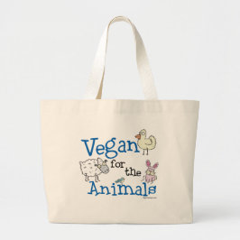 Vegan voor de dieren grote tote bag
