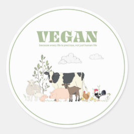 Vegan voor de dieren ronde sticker