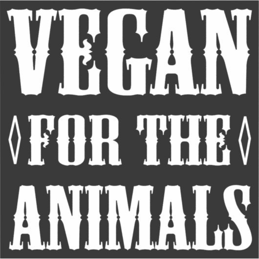 Vegan voor de dieren zwart en wit sticker (Voorkant)